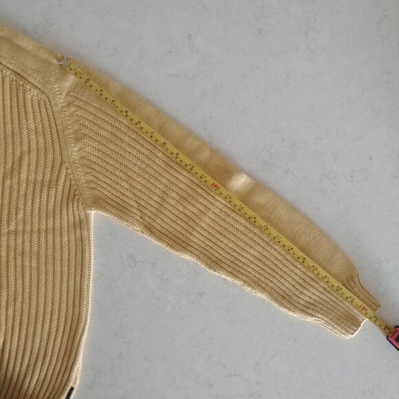 Vintage made in Italy Men's Large merino wool blend thick yellow sweater - Picture 15 of 16